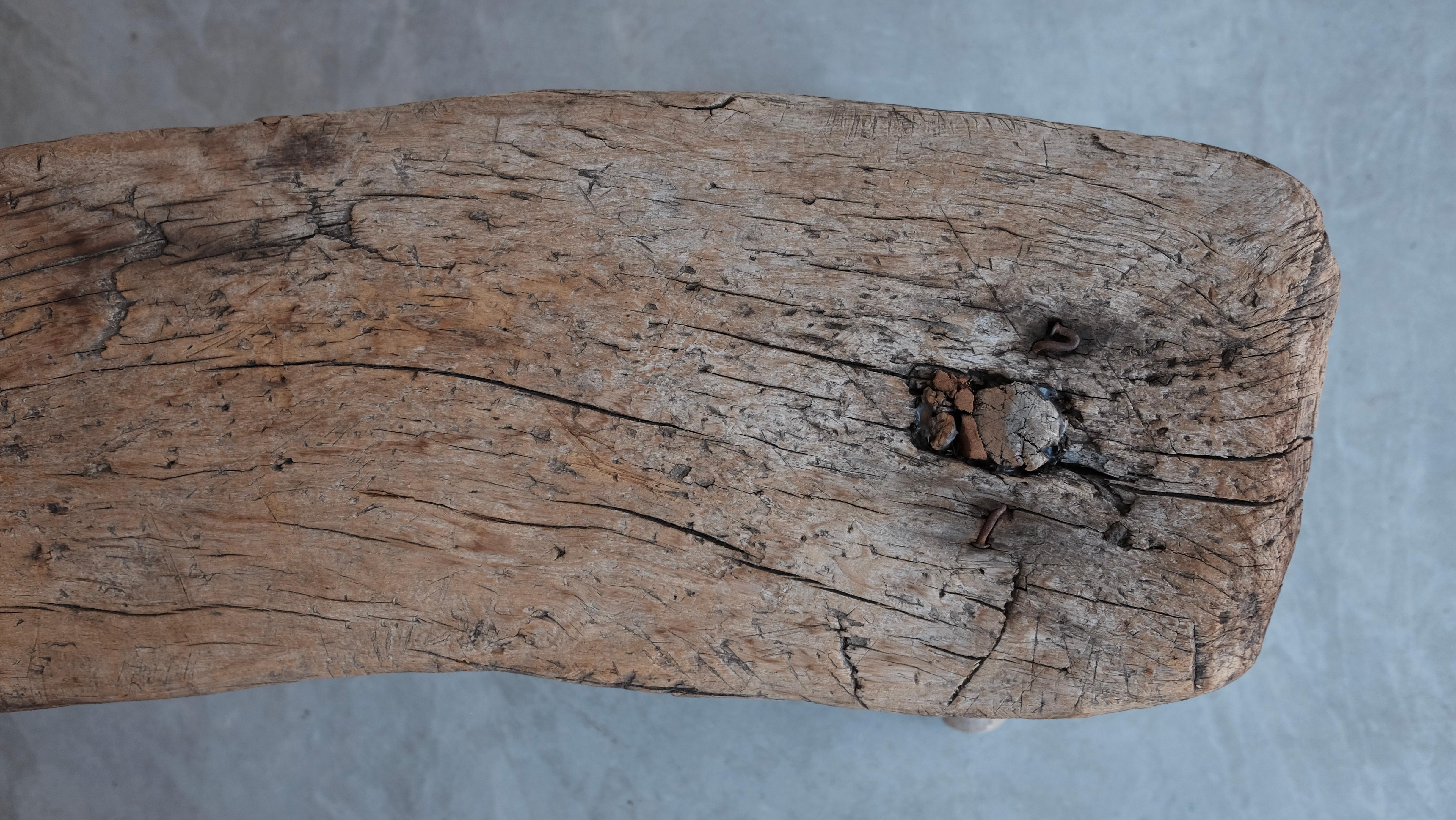 Cypress Bench from Jalisco, Mexico In Distressed Condition In San Miguel de Allende, Guanajuato