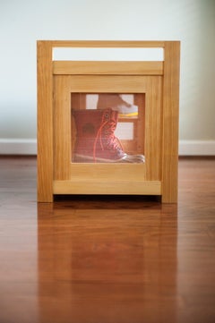 Cypress Boot and Shoe Bench with Storage Below and Copper Mesh Panels