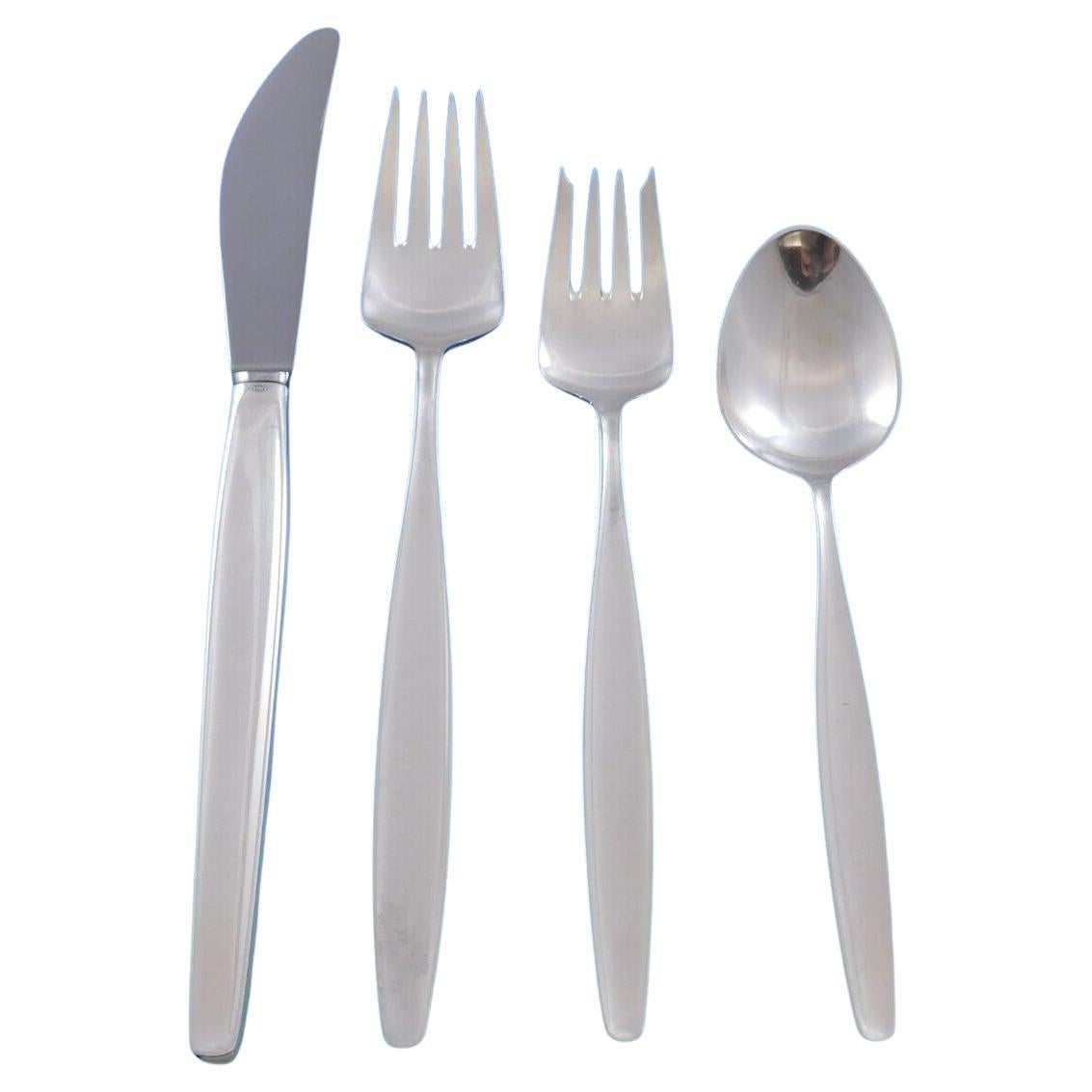 Cypress by Georg Jensen Sterling Silver Flatware Set Service 53 pieces Dinner For Sale