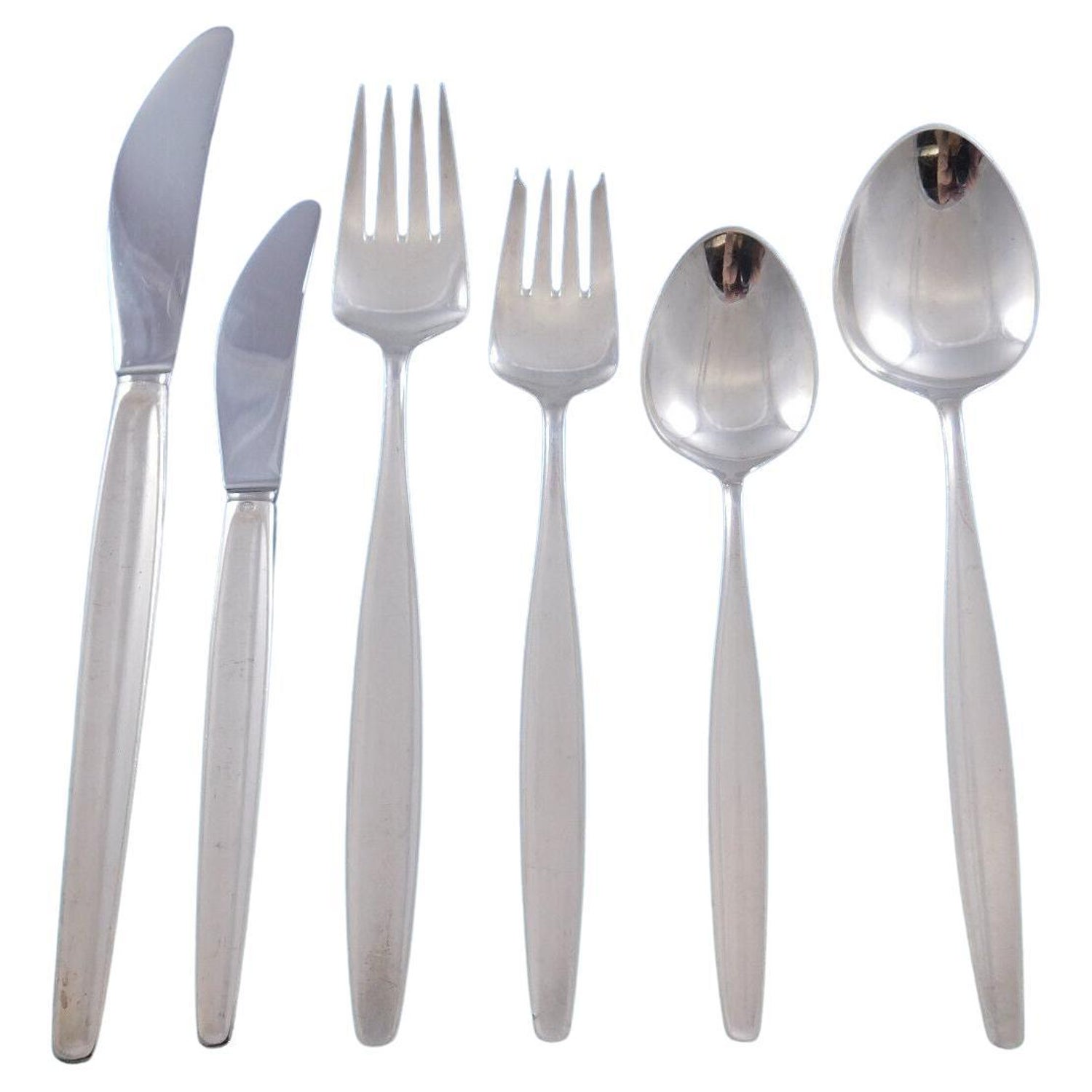 Cypress by Georg Jensen Sterling Silver Cutlery Set Service 77 pcs Dinner  For Sale at 1stDibs