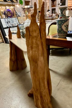 Cypress knee console travertine