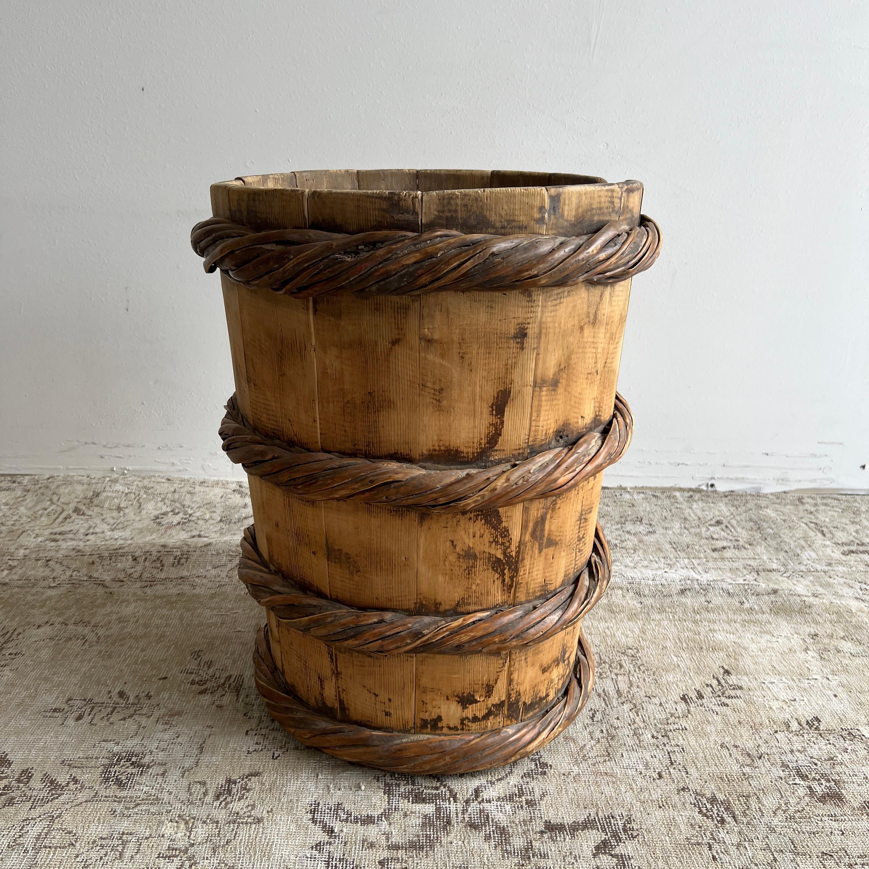20th Century Cypress Wood Planter or Bucket for Plants or Trees