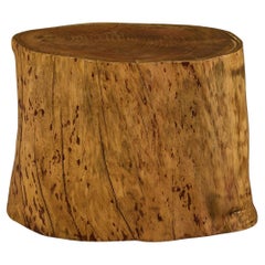Mesa auxiliar o taburete de tocón de madera de ciprés