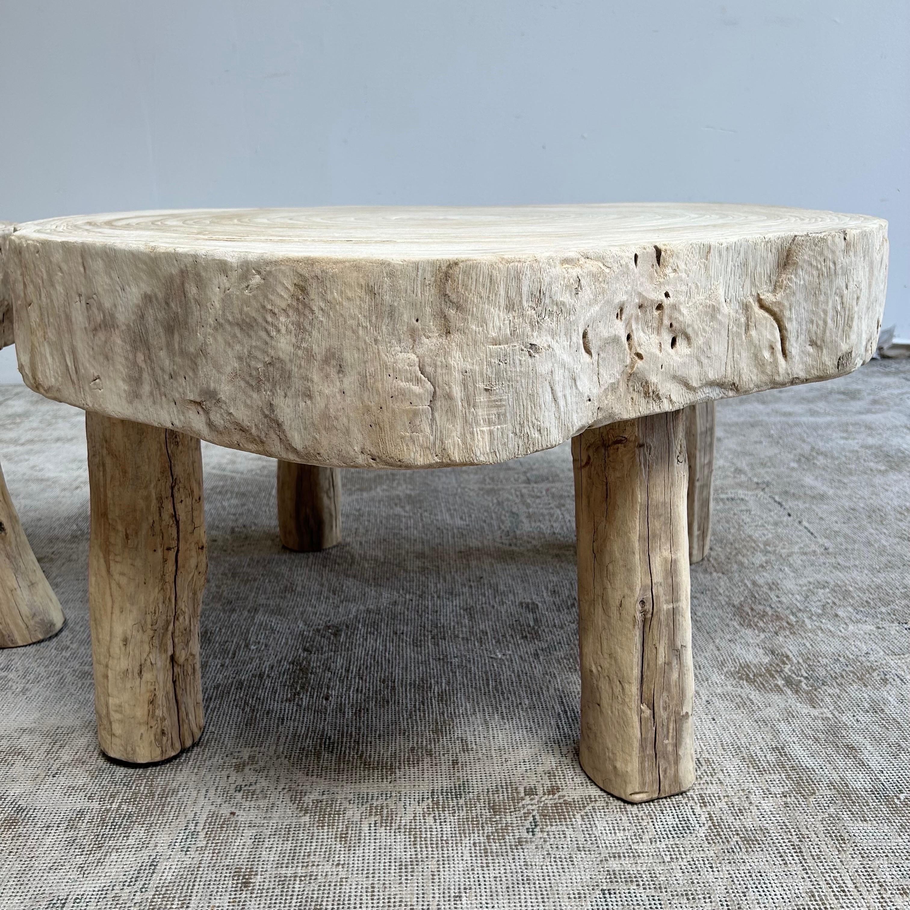 Cypress Wood Stump Slice Coffee Table Set For Sale 7