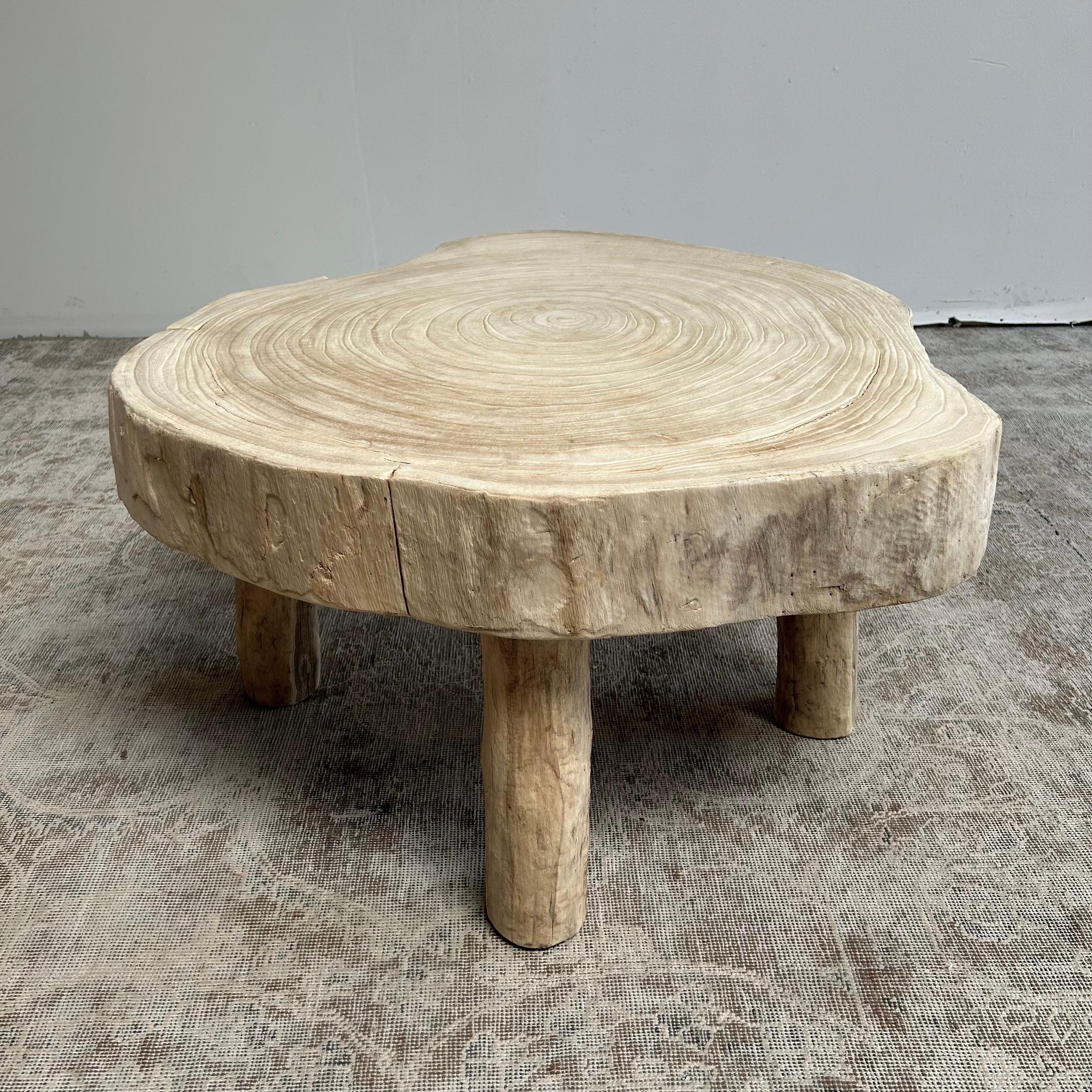 Cypress Wood Stump Slice Coffee Table Set For Sale 8