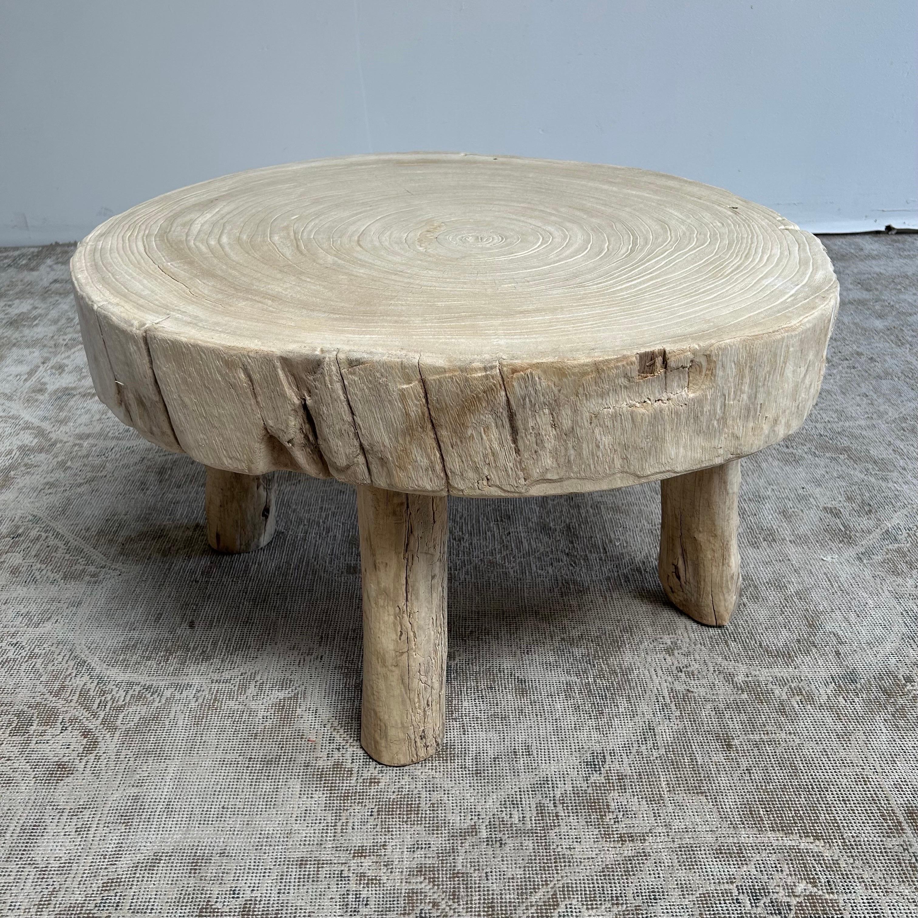 Cypress Wood Stump Slice Coffee Table Set For Sale 9