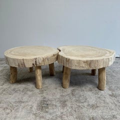 Cypress Wood Stump Slice Coffee Table Set