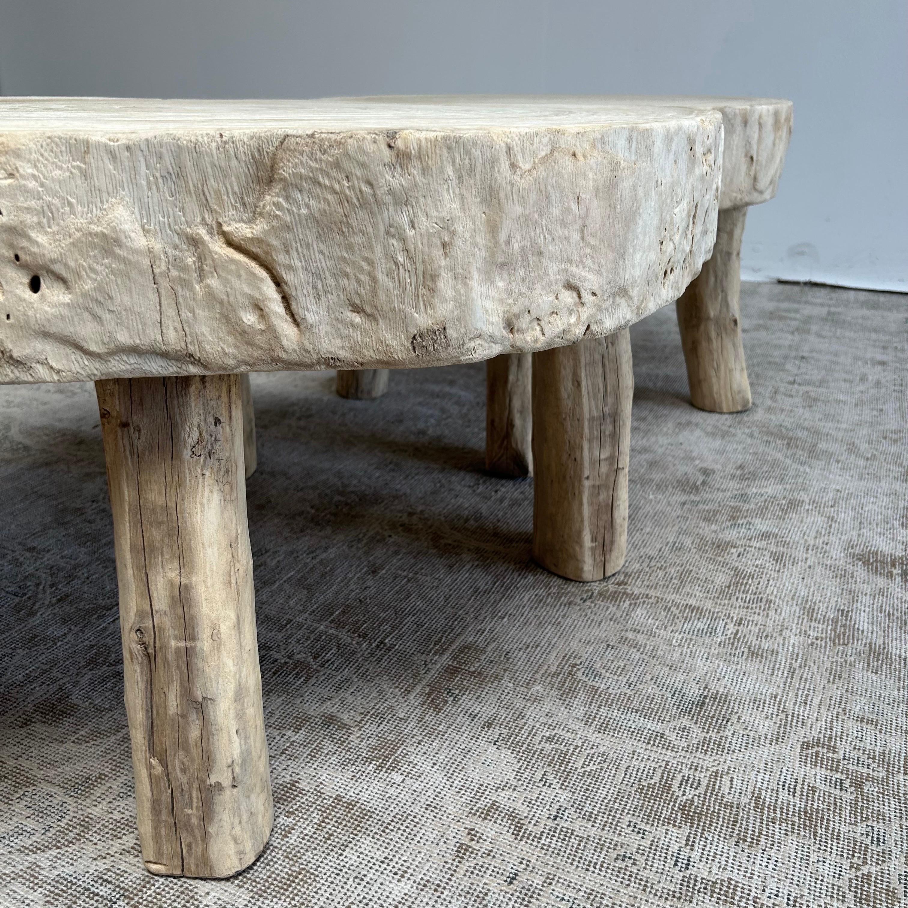 Cypress Wood Stump Slice Coffee Table Set For Sale 3