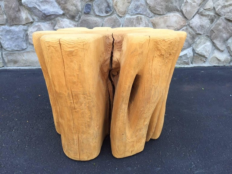 Cypress Wood Tree Trunk Coffee Table For Sale at 1stdibs