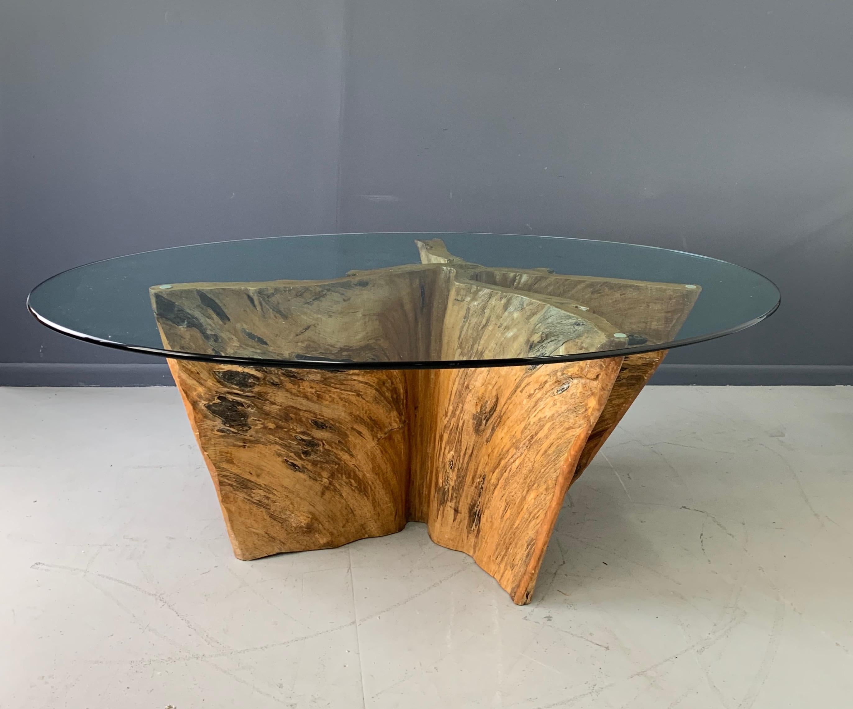Rustic Cypress Wood Tree Trunk Dining Table