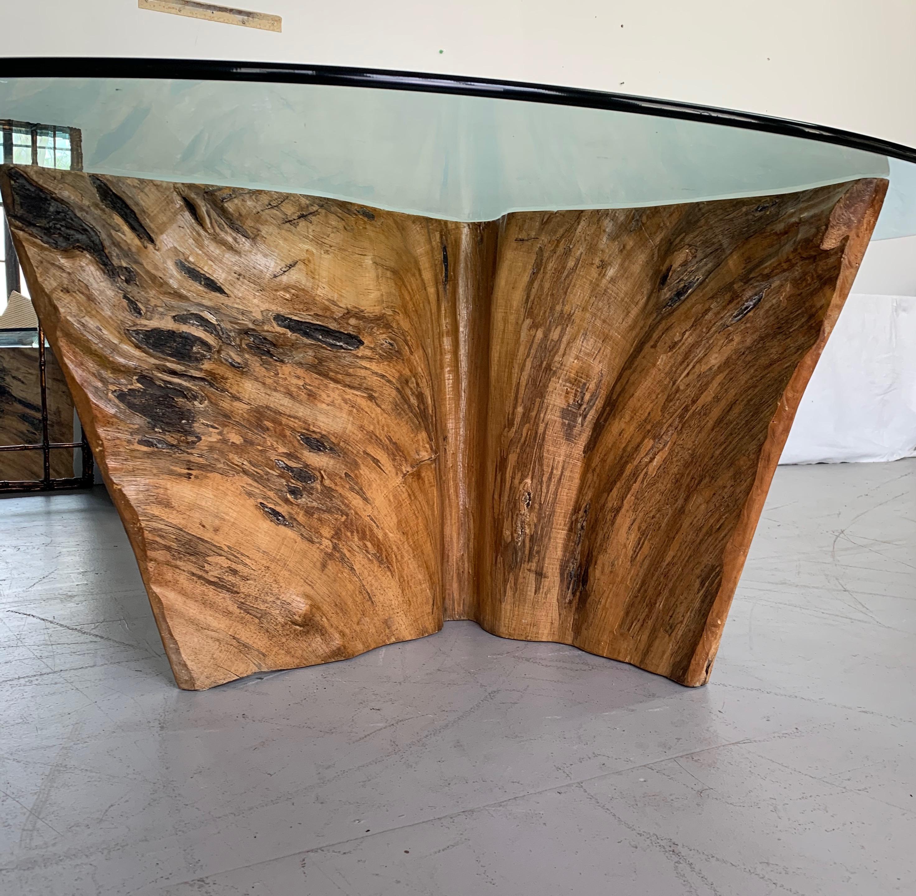 Asian Cypress Wood Tree Trunk Dining Table