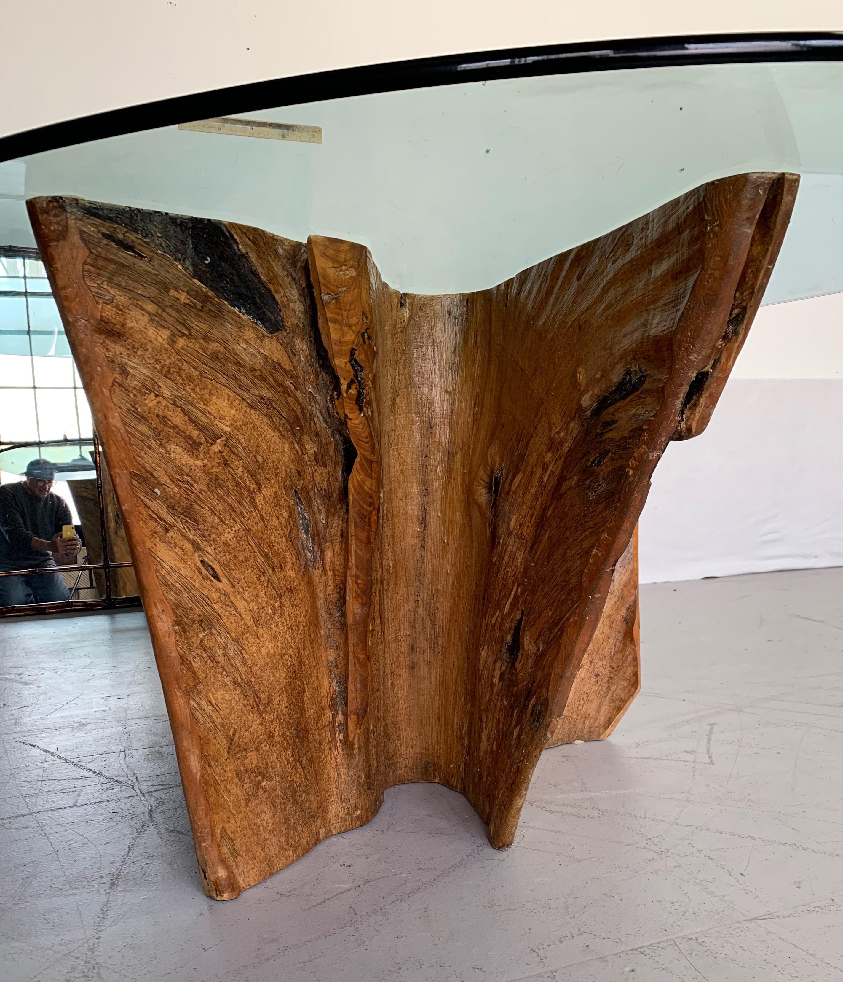 Cypress Wood Tree Trunk Dining Table In Good Condition In Philadelphia, PA