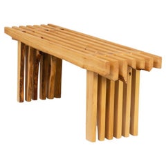 Cypress wooden slatted Bench for La Falegnameria Studio
