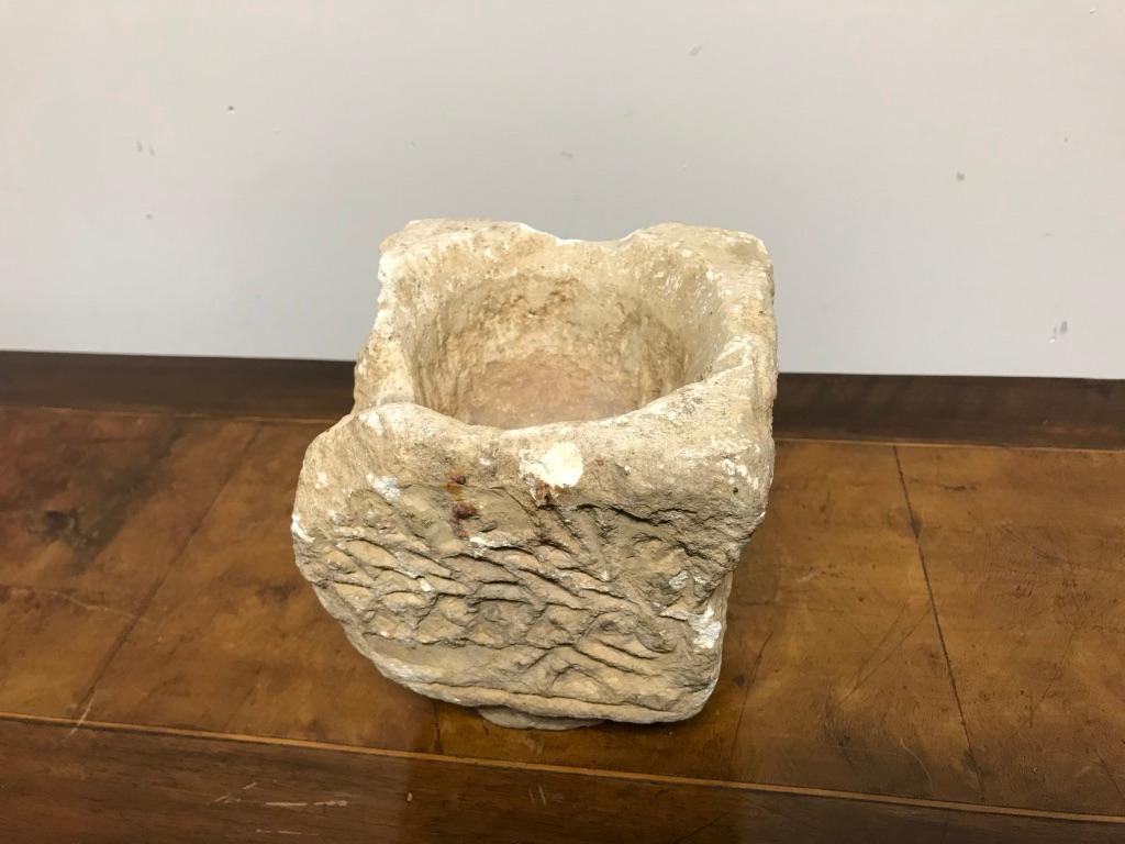 Cypriot Byzantine Limestone Mortar with Craved Abstract Decoration For Sale 6