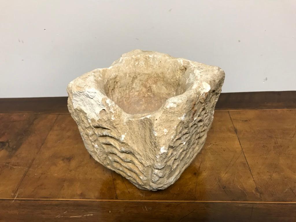 Cypriot Byzantine Limestone Mortar with Craved Abstract Decoration For Sale 7