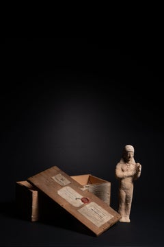 Figure en terre cuite chypriote jouant de la harpe - avec licence d'exportation de 1937