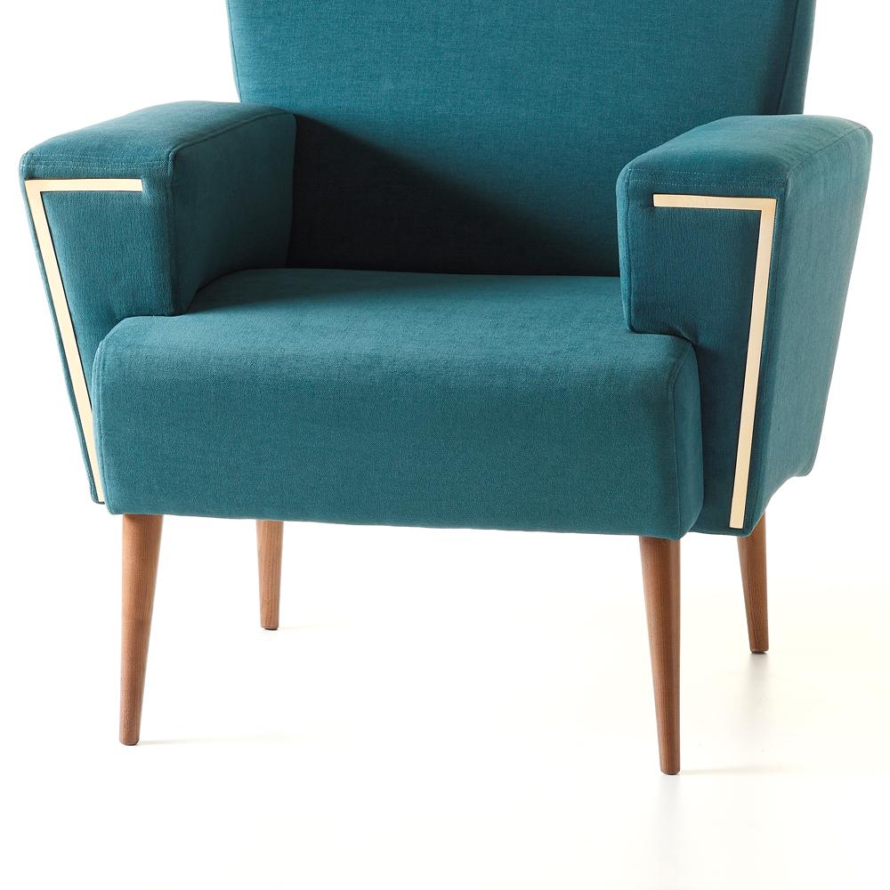 Sillón Chipre con Tela de Terciopelo Turquesa Portugués en venta
