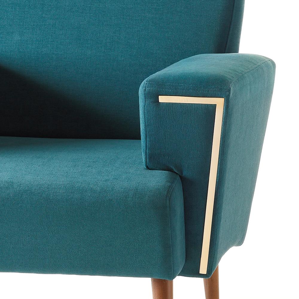 Portuguese Cyprus Armchair with Turquoise Velvet Fabric For Sale