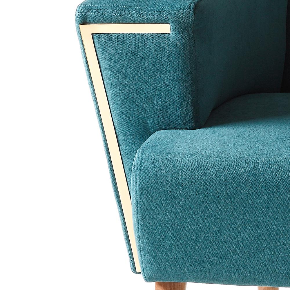 Hand-Crafted Cyprus Armchair with Turquoise Velvet Fabric For Sale