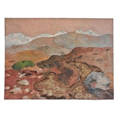 "Zypern-Landschaft" von Radisav Trkulja, Öl auf Leinwand, Jugoslawien 1968