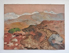 "Cyprus Landscape" by Radisav Trkulja, Oil on canvas, Yugoslavia 1968