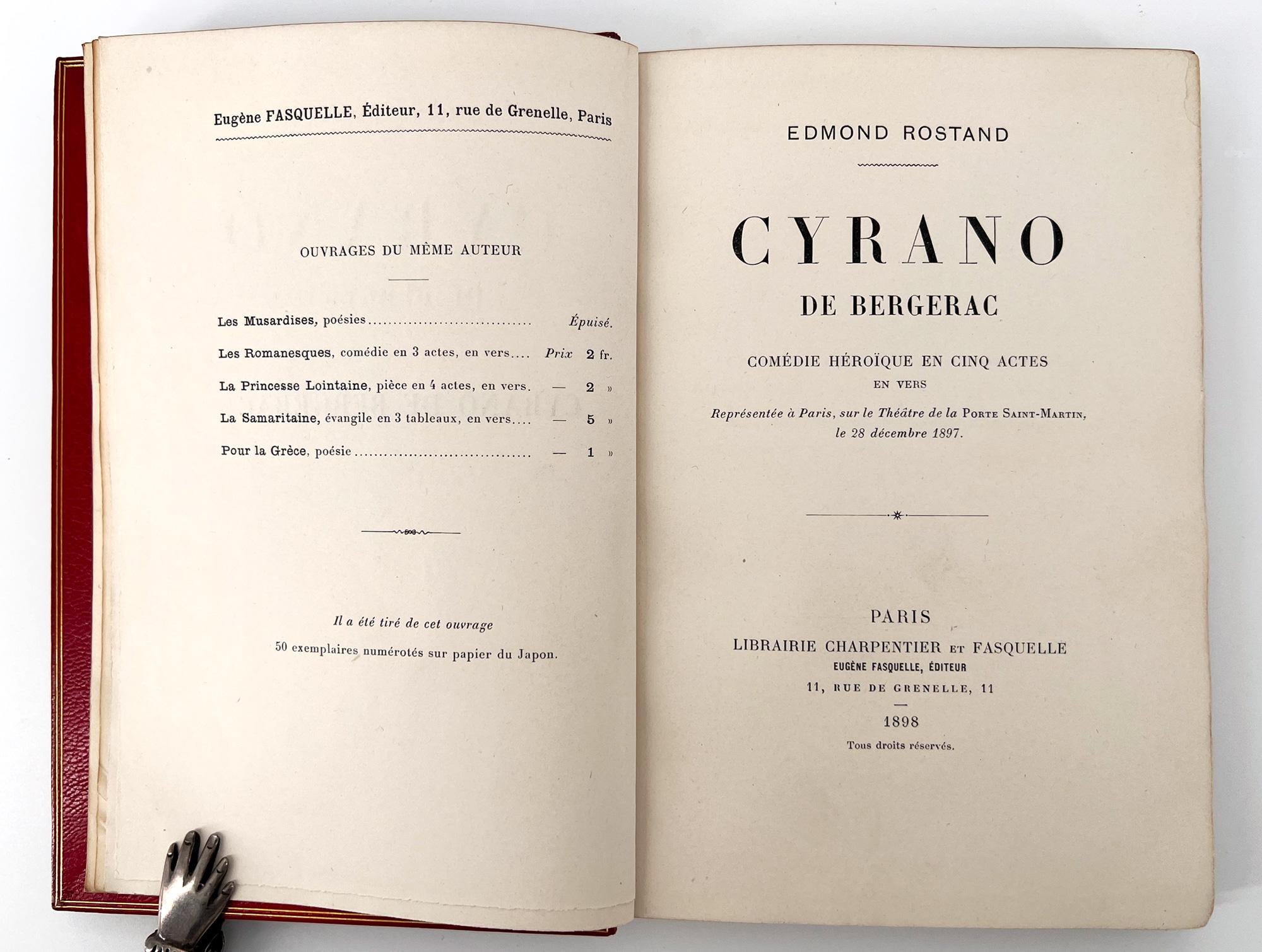 European Cyrano De Bergerac, by Edmond Rostrand with Riviere Binding For Sale