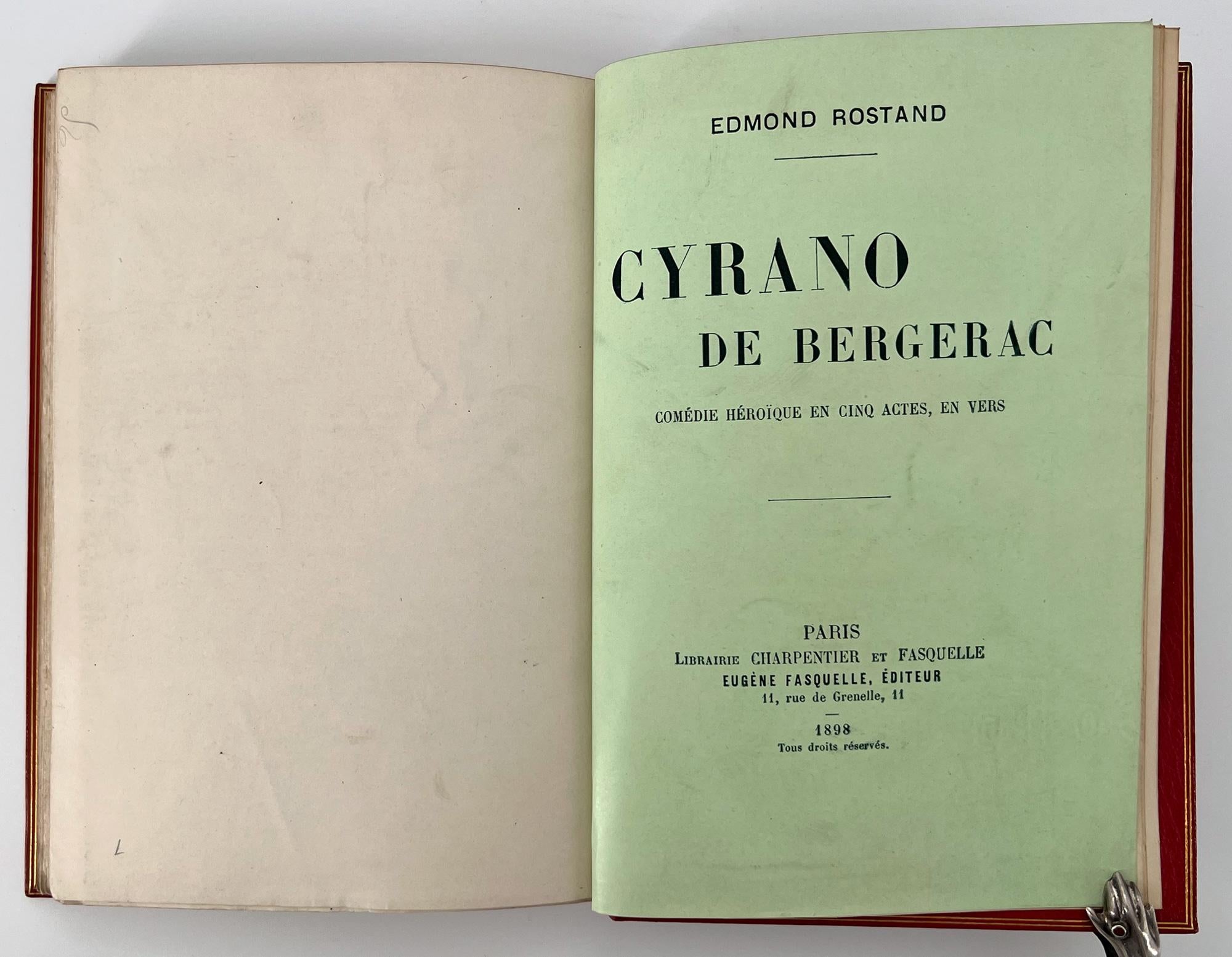 19th Century Cyrano De Bergerac, by Edmond Rostrand with Riviere Binding For Sale