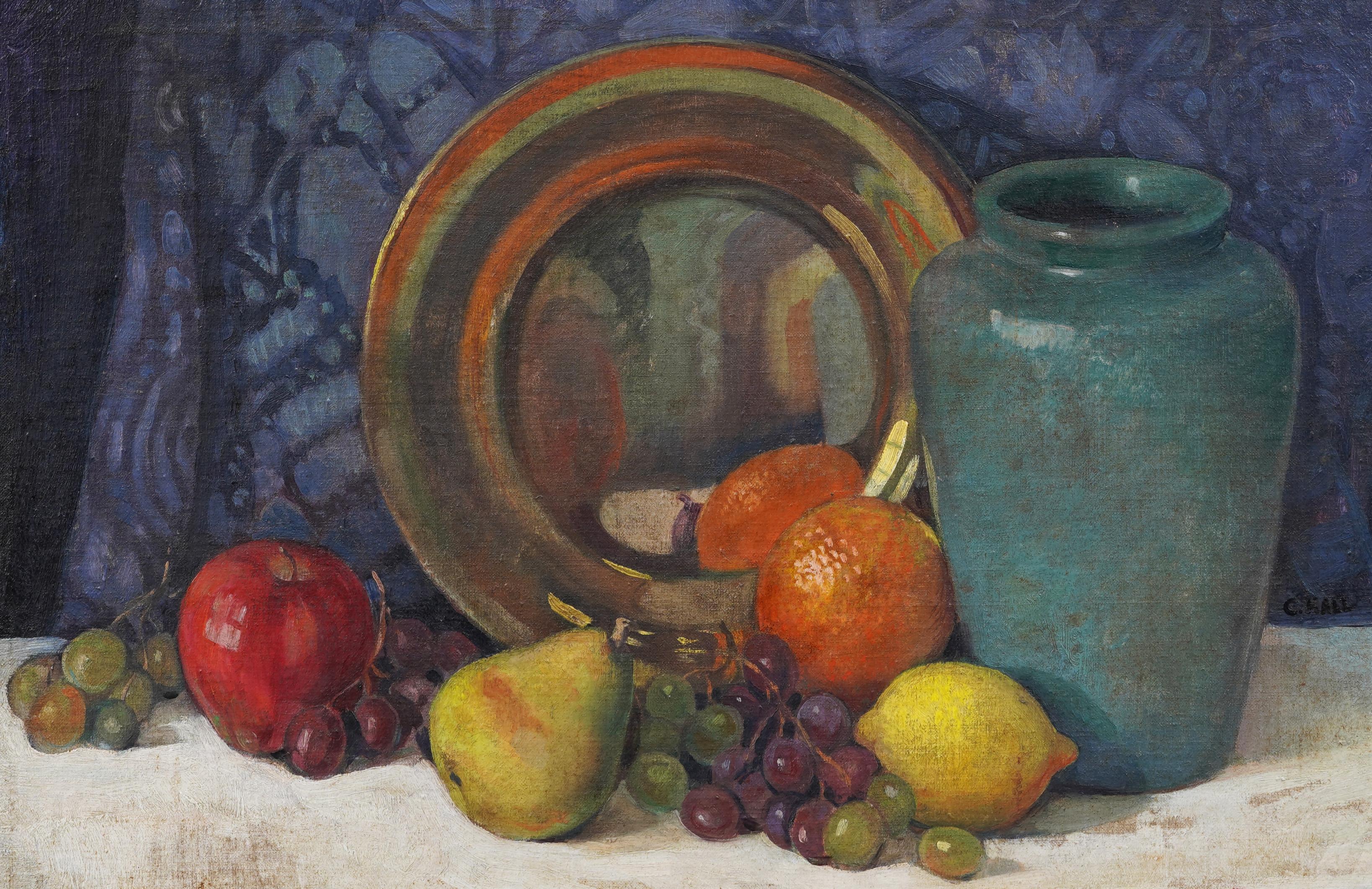 Antiguo bodegón frutal elegante americano del siglo XIX enmarcado Raro cuadro al óleo - Interior Painting Marrón de Cyrenius Hall (1830 - 1896)