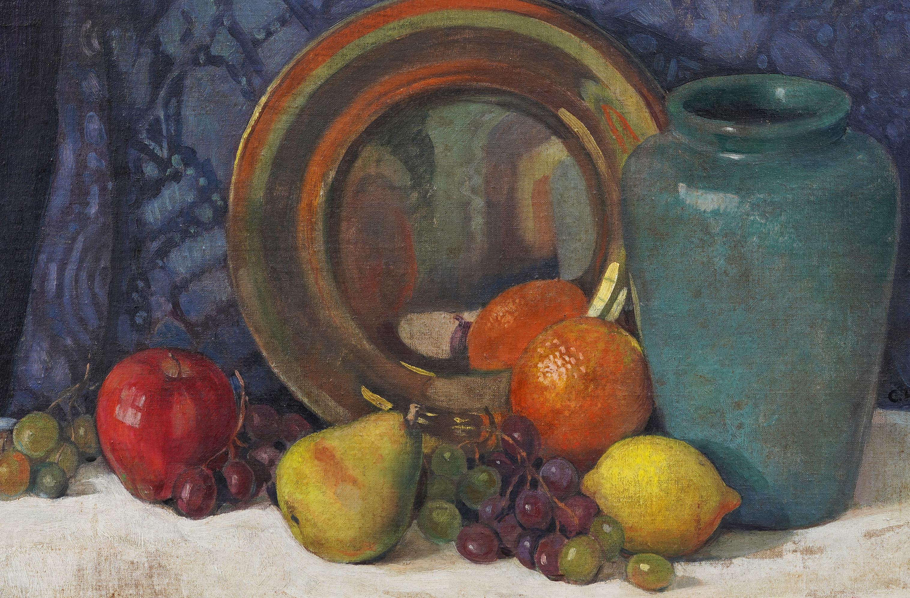 Naturaleza muerta frutal realista americana de Cyrenius Hall (1830 - 1896), muy bien pintada.  Óleo sobre tabla.  Firmado.  Enmarcado.  Tamaño de la imagen, 14 