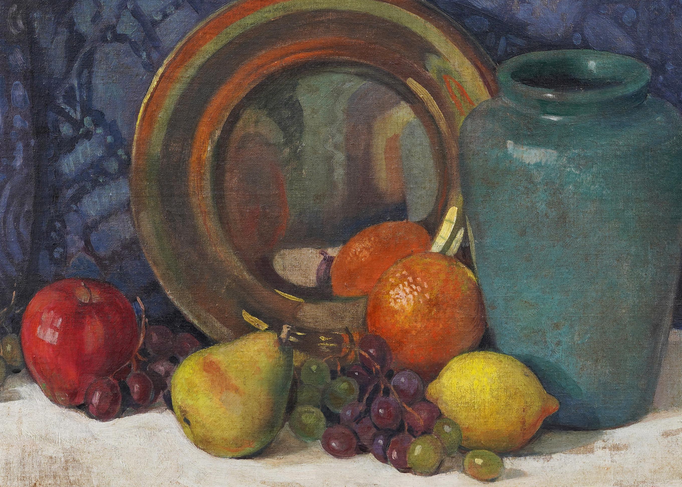 Antiguo bodegón frutal elegante americano del siglo XIX enmarcado Raro cuadro al óleo en venta 1