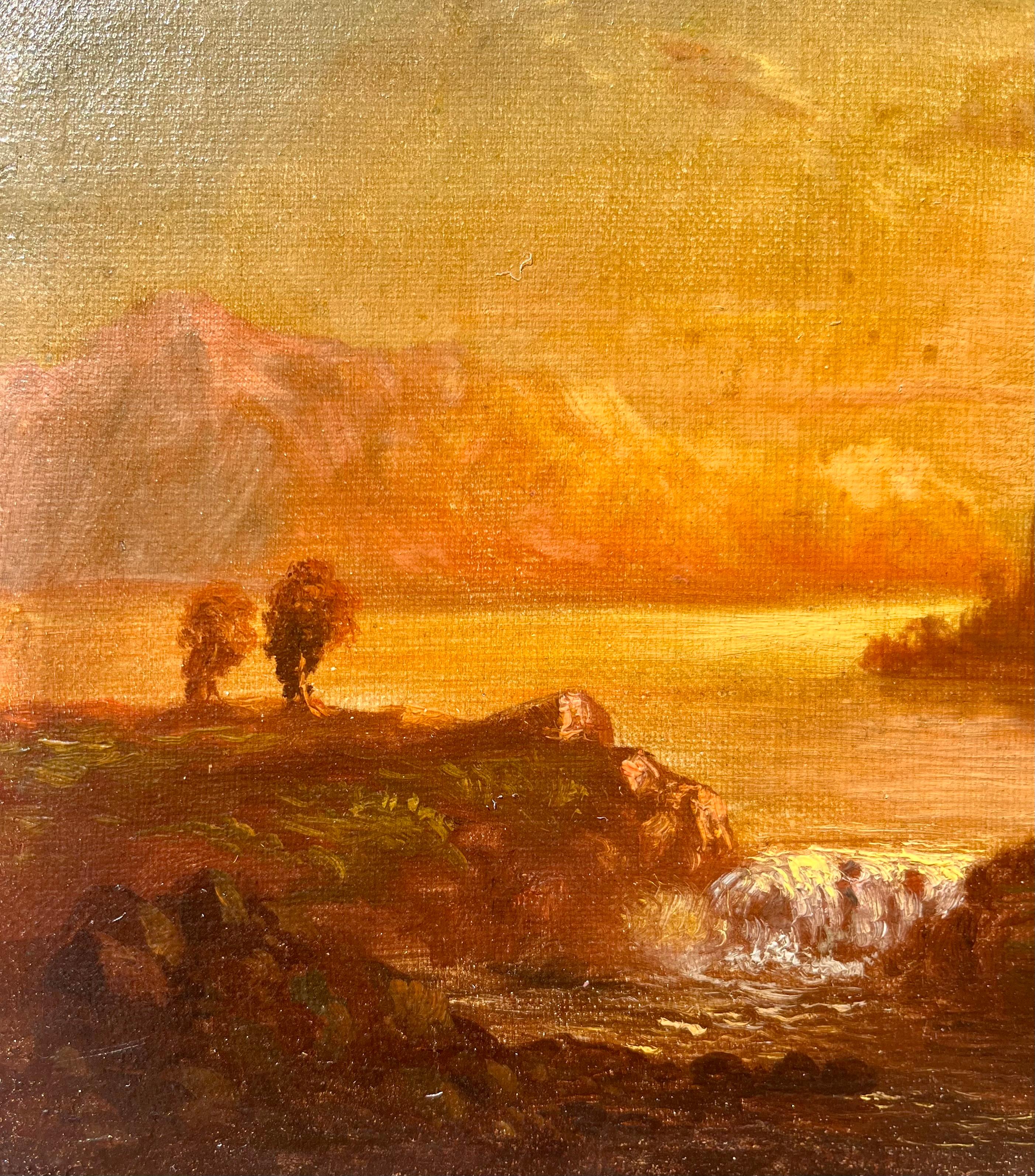 Oil Landscape of the Columbia River Gorge - Brown Landscape Painting by Cyrenius Hall