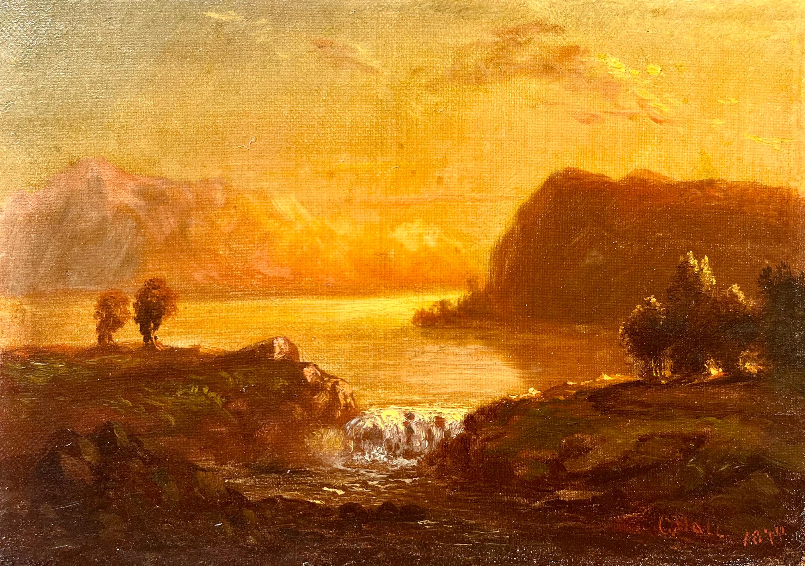 Cyrenius Hall Landscape Painting - Oil Landscape of the Columbia River Gorge