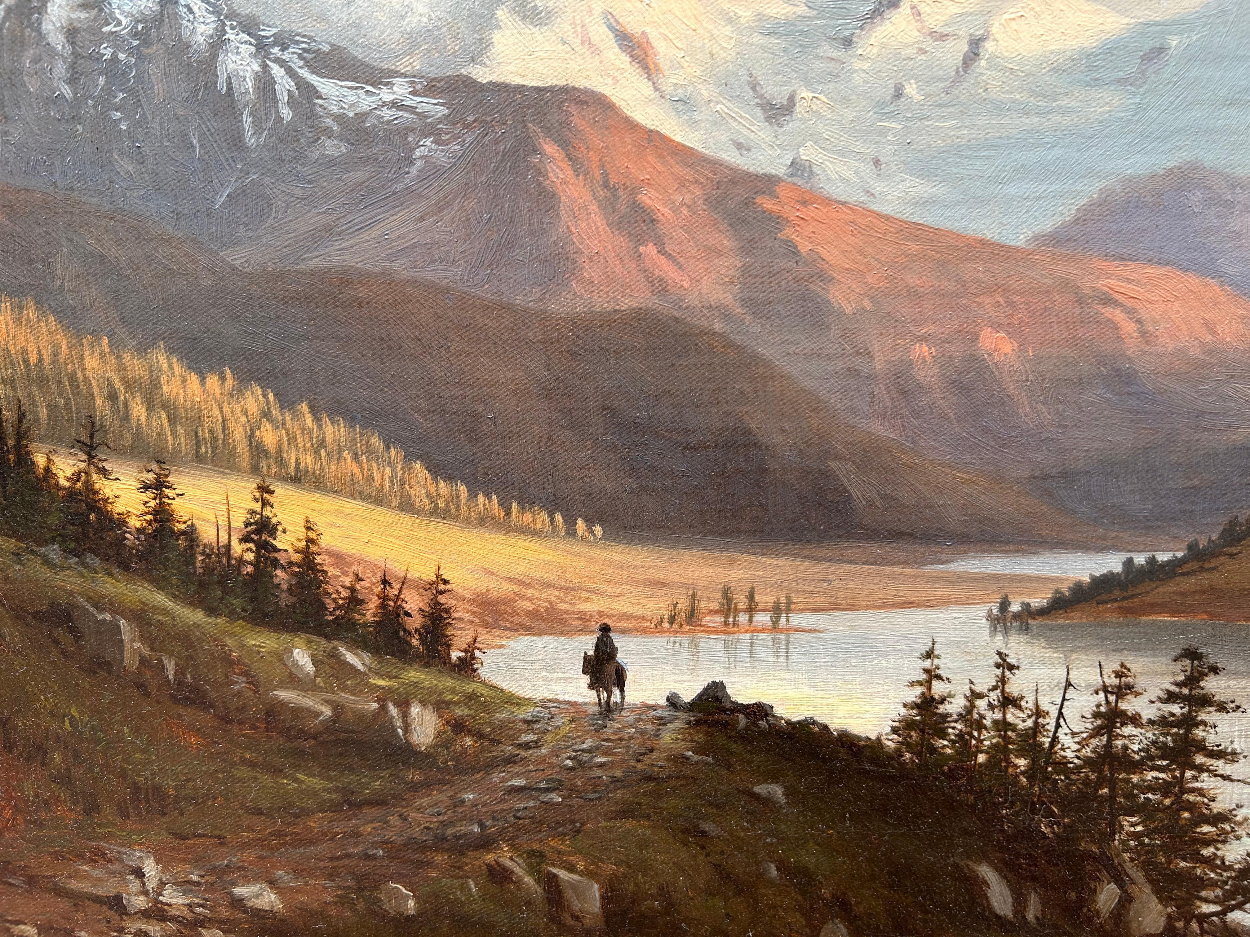 Oil Landscape of West on Snake River - Painting by Cyrenius Hall