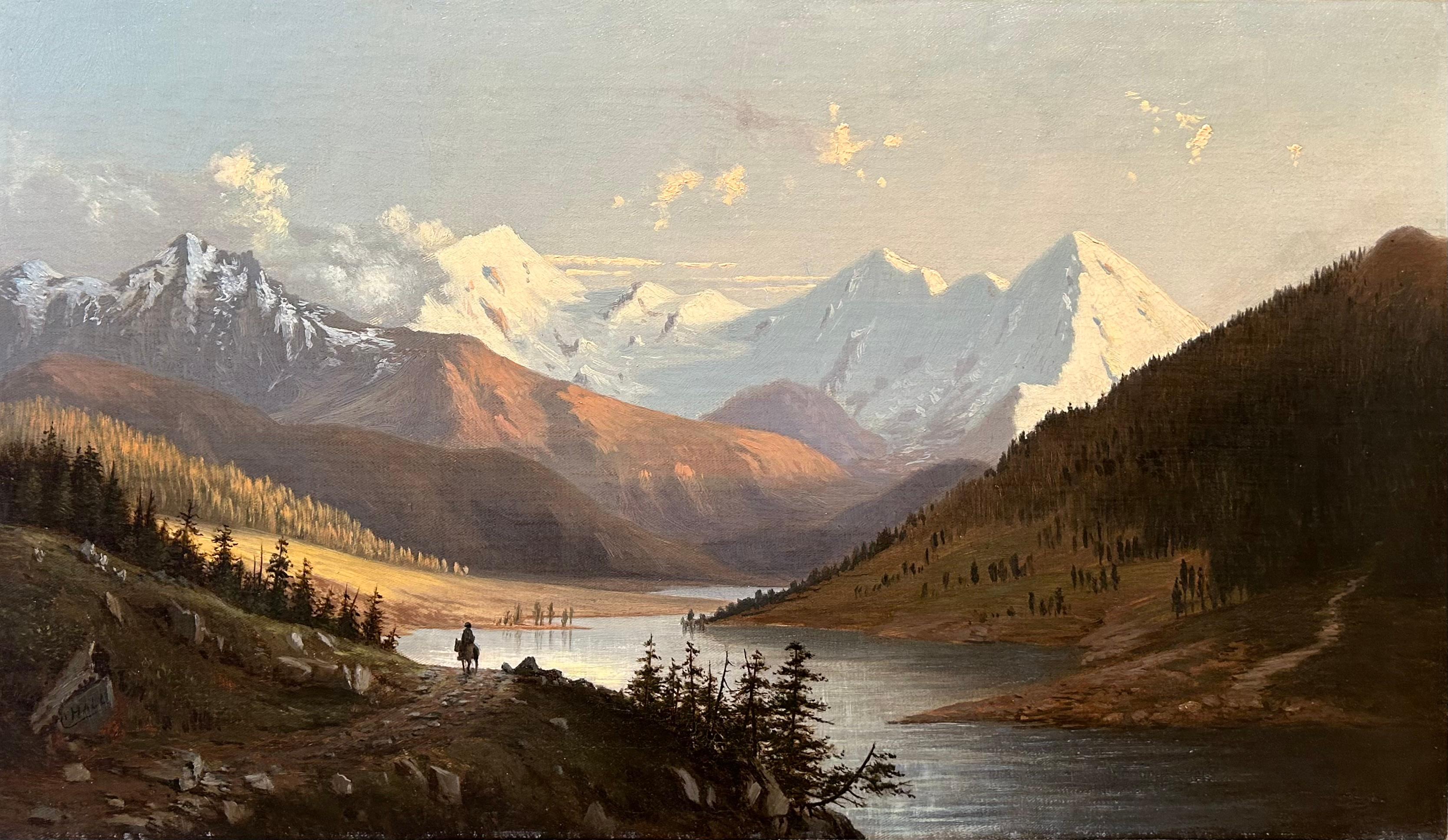 Oil Landscape of West on Snake River - Hudson River School Painting by Cyrenius Hall