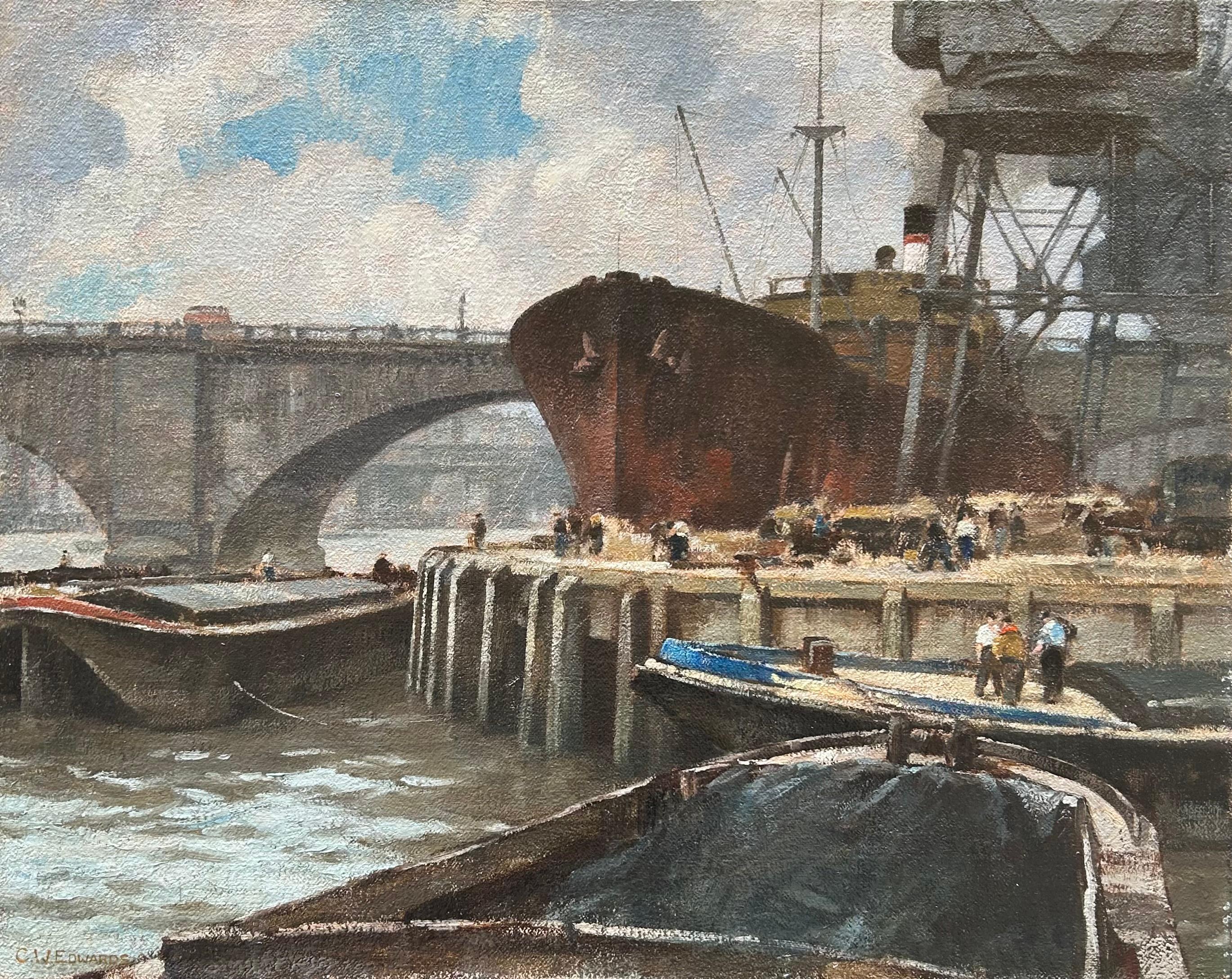 Scène près du pont de Londres - Painting de Cyril Walduck Edwards