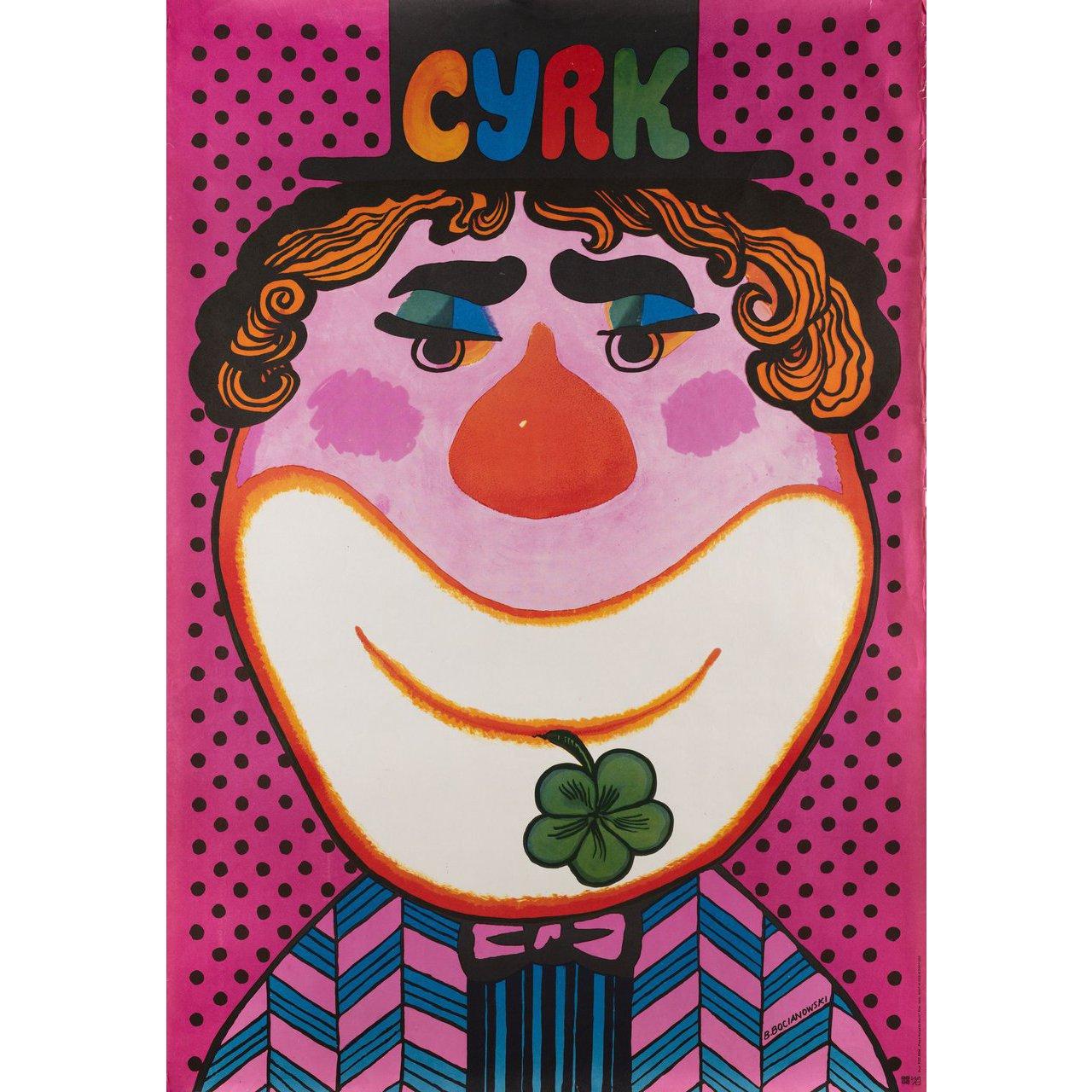 Original 1973 Polish B1 poster by Bohdan Bocianowski for Cyrk (Circus) (1973). Very Good-Fine condition, rolled. Please note: the size is stated in inches and the actual size can vary by an inch or more.
