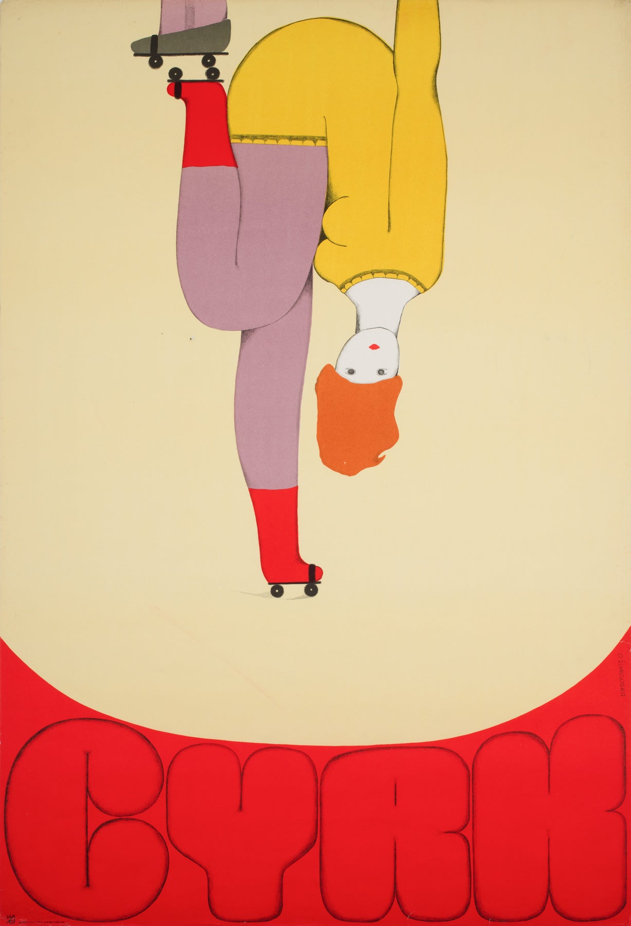 CYRK Patineur acrobatique à roulettes 1970 Affiche du cirque polonais, Danuta Żukowska