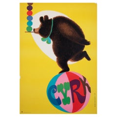 Cyrk Ball Balancing Bear 1967 Polish Circus Poster, Bocianowski