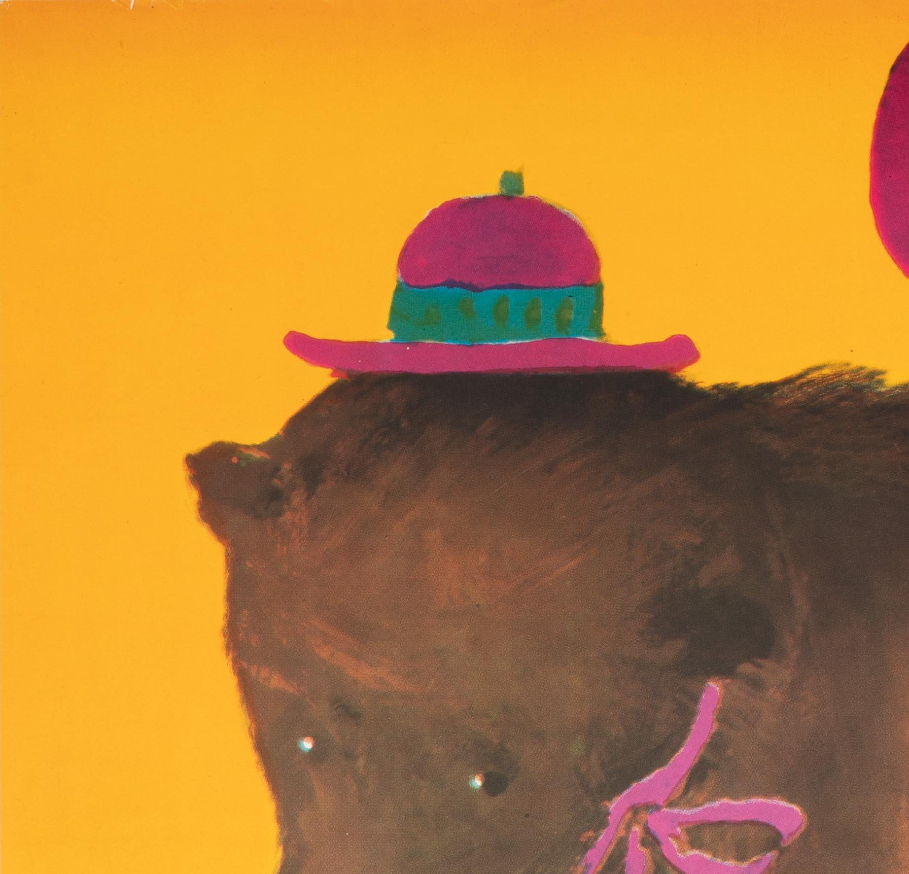 Cyrk Bear on Ball 1963 Polish B1 Circus Poster, Maciej Urbaniec In Good Condition For Sale In Bath, Somerset