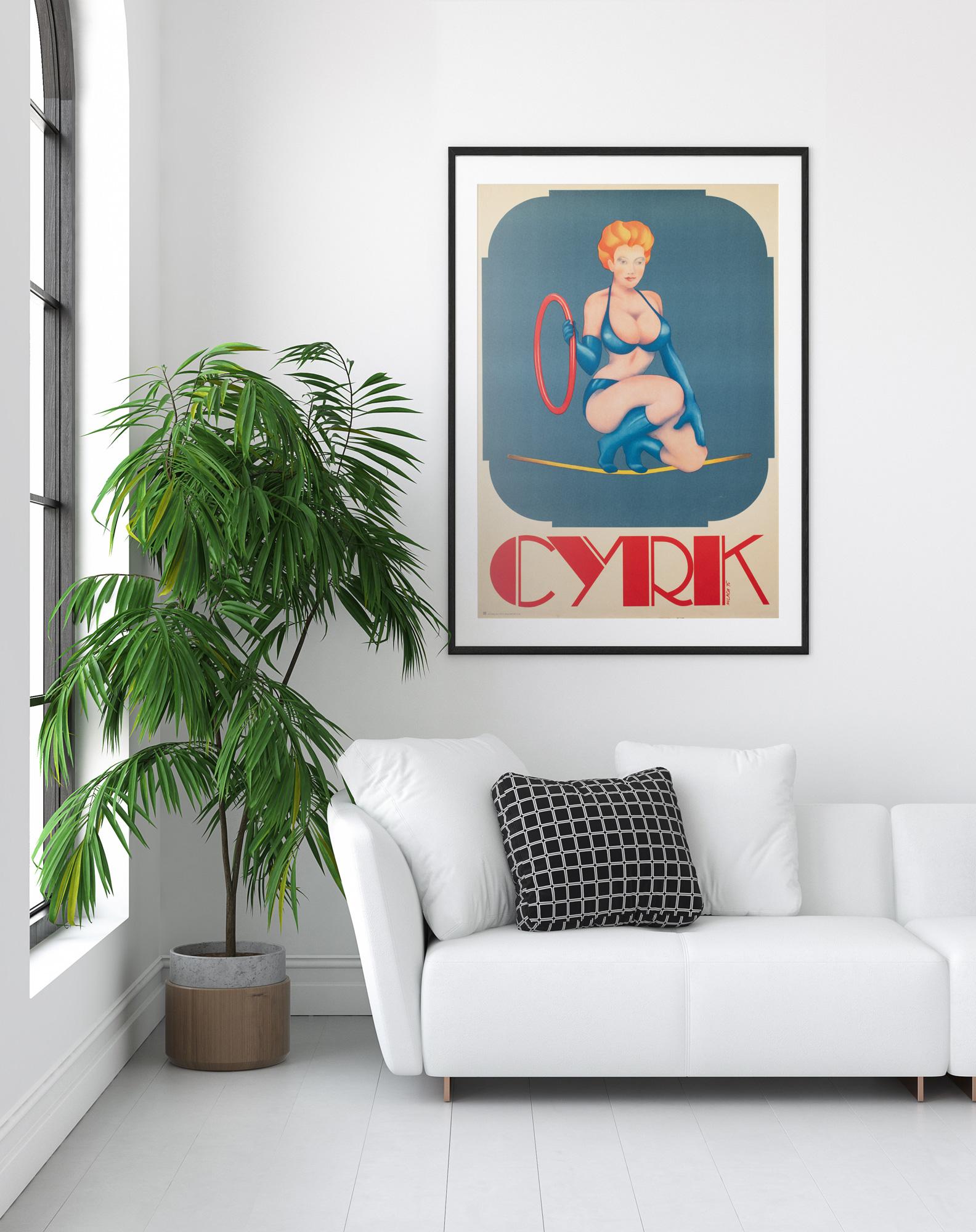 Cyrk Bikini Aerialist 1975 Polish Circus Poster, Milach For Sale 3