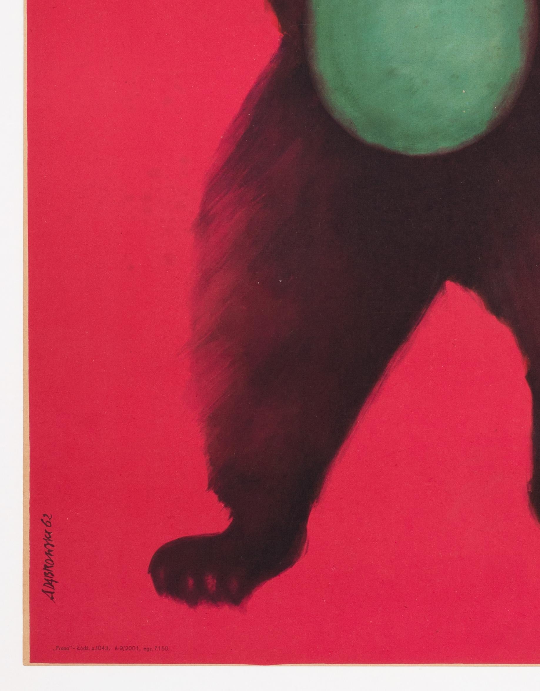 Lin Affiche polonaise B1 d'un cirque, Cyrk Boxing Bear, Onegin-Dabrowski, 1962, support en lin