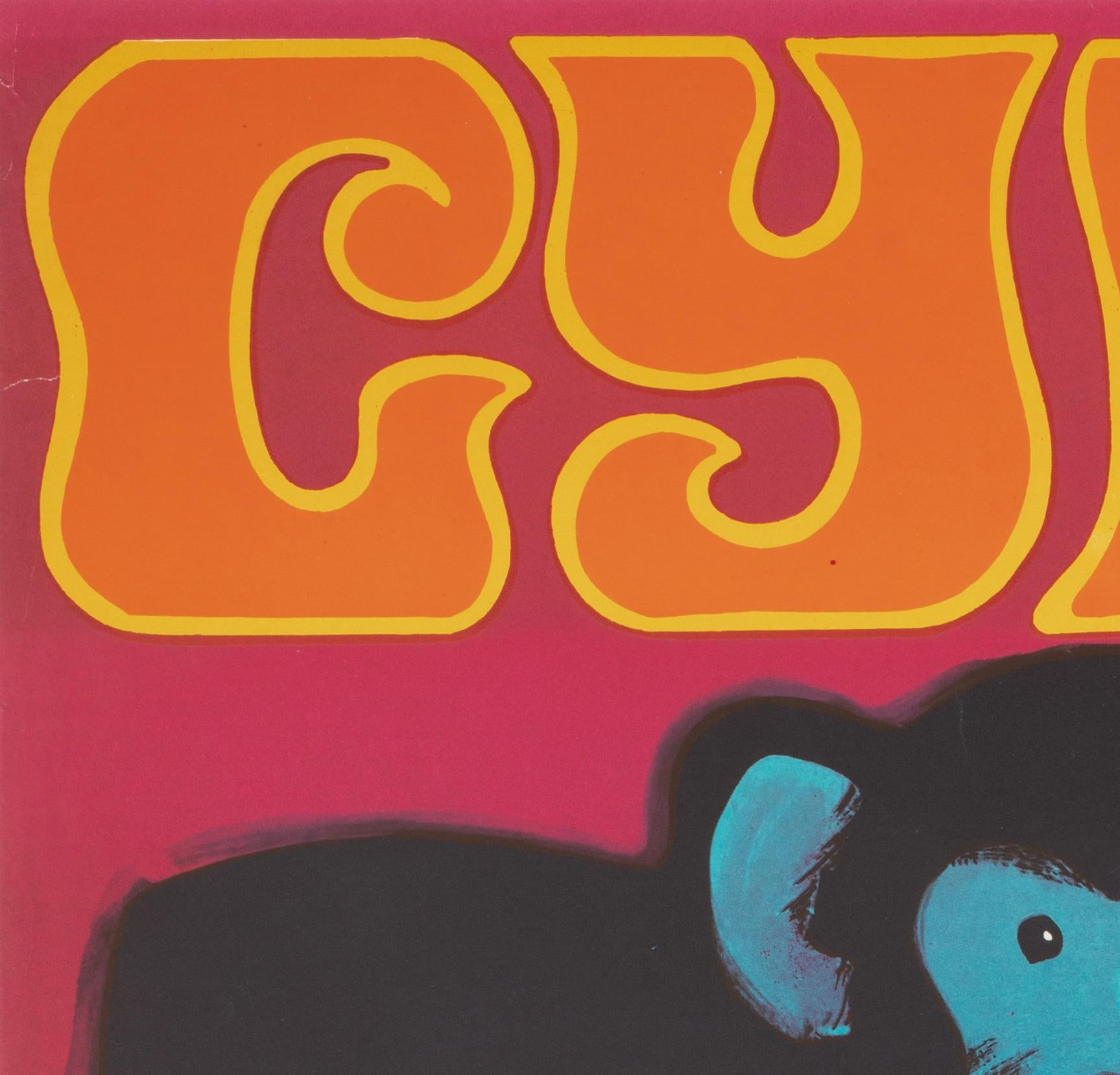 Cyrk Chimpanzee Cyclist 1968 Original Vintage Polish Circus Poster, Gorka, Red In Good Condition In Bath, Somerset