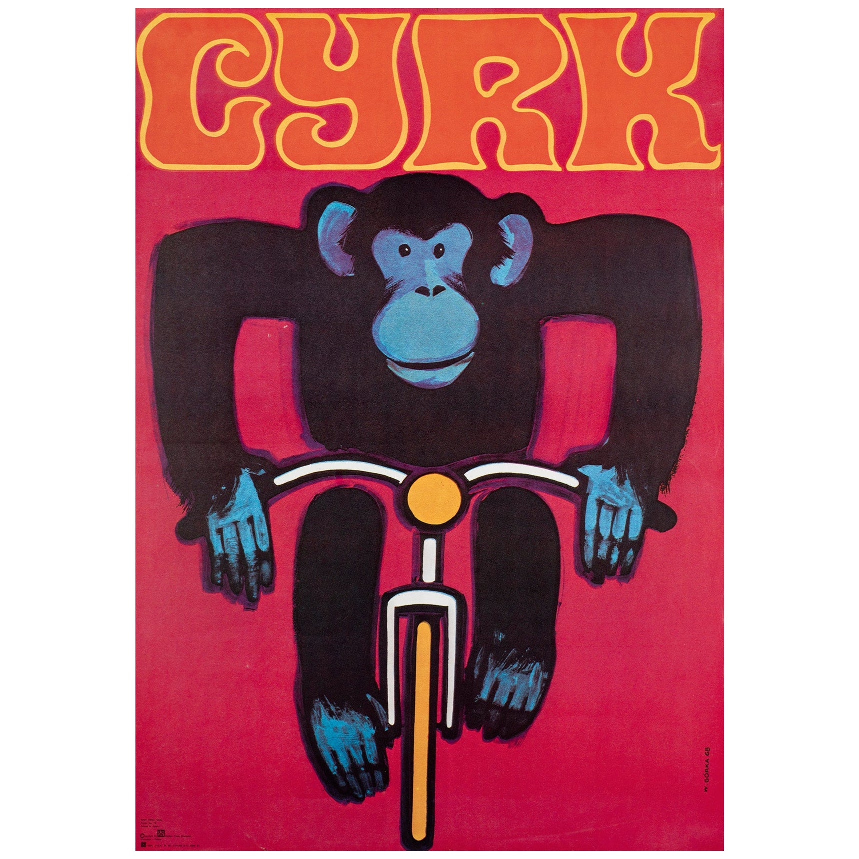 Cyrk Schimpanse Radfahrer R1980 Polnischer Zirkus Poster, Wiktor Gorka