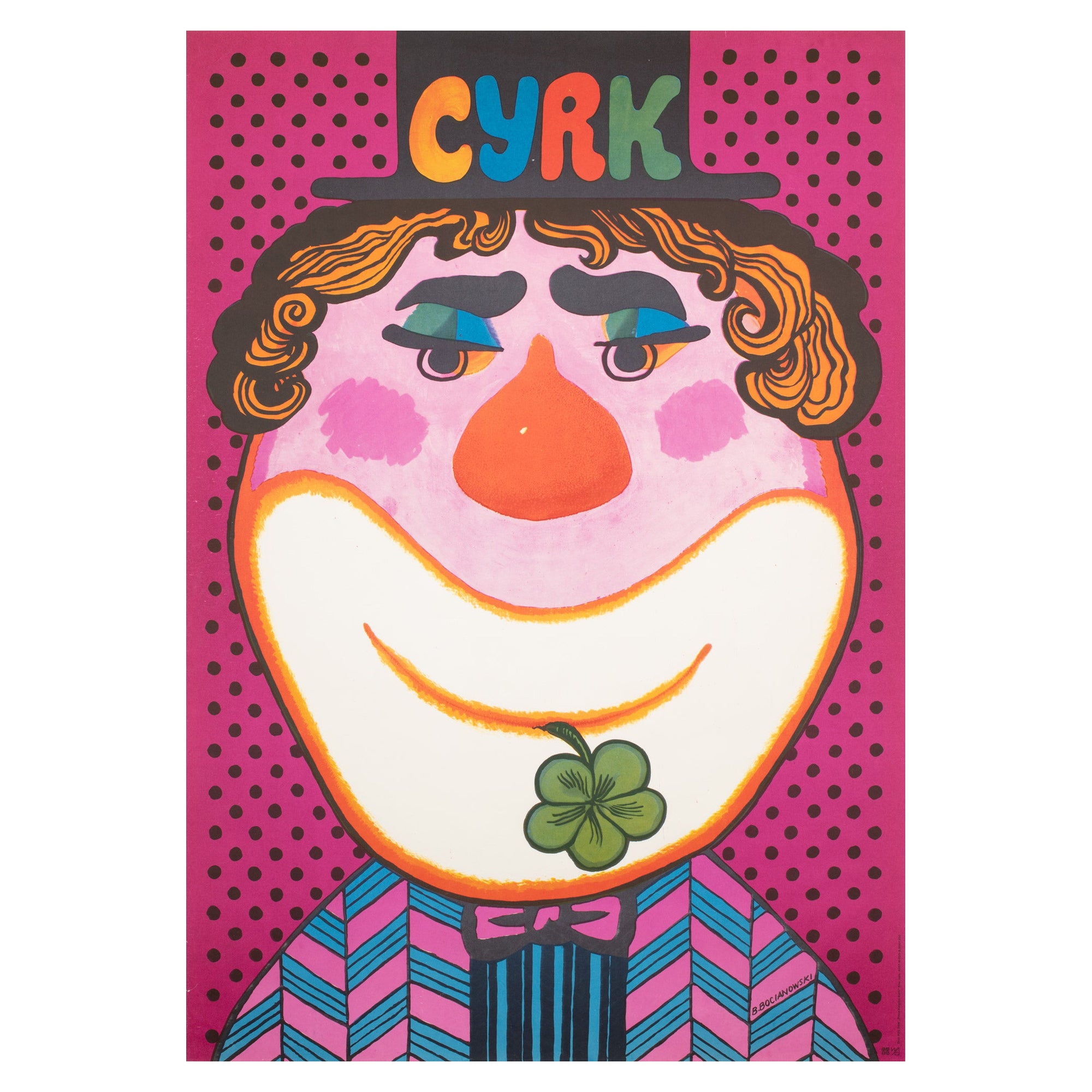 Cyrk Clown, 1974, Polnisches Zirkusplakat, Bocianowski