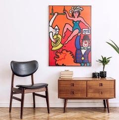 Cyrk Clown Balancing Lady 1975 Polish B1 Circus Poster, Jan Mlodozeniec