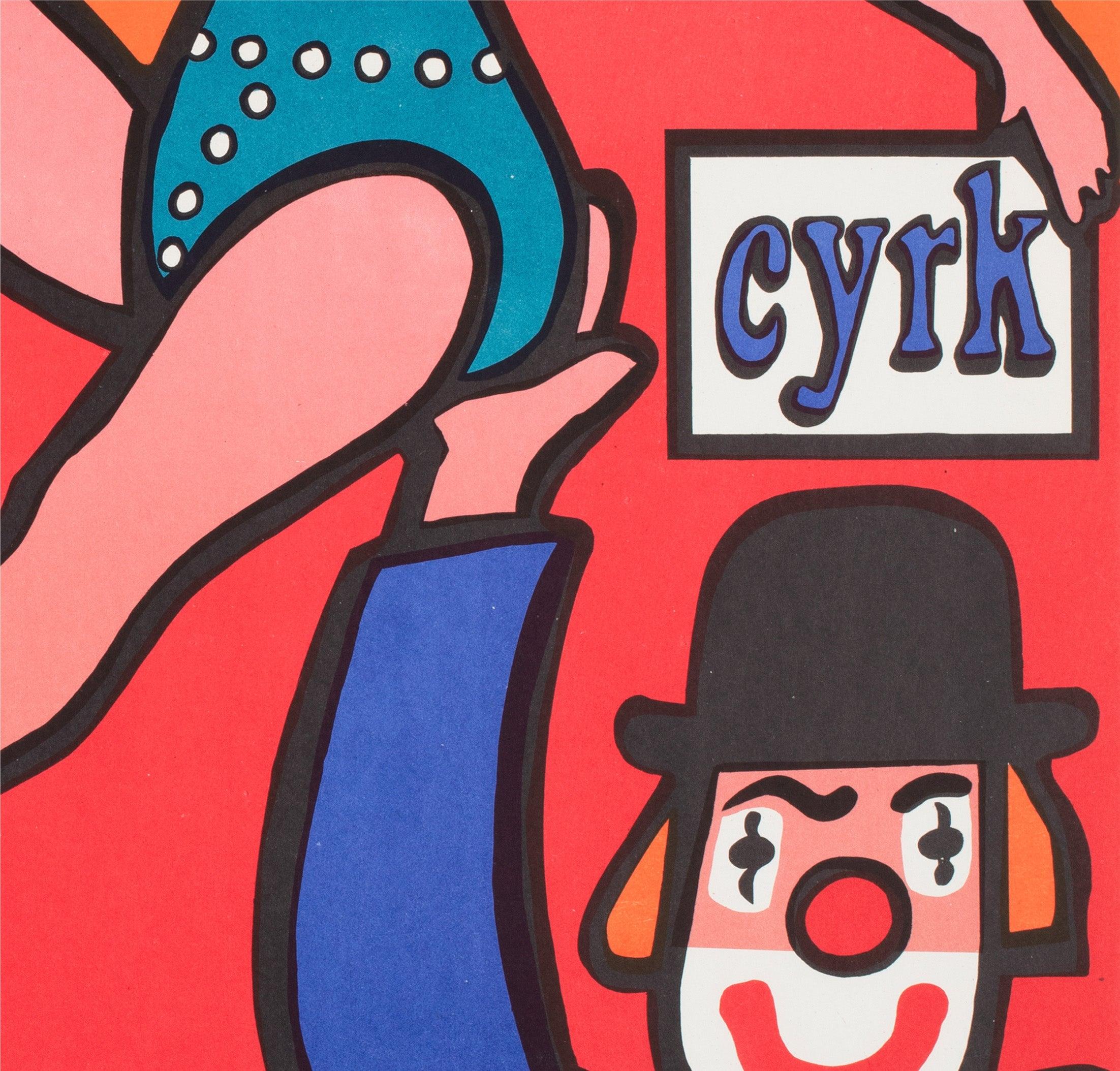 Papier Cyrk Clown Balancing Lady 1975 Polish B1 Circus Poster, Jan Mlodozeniec en vente