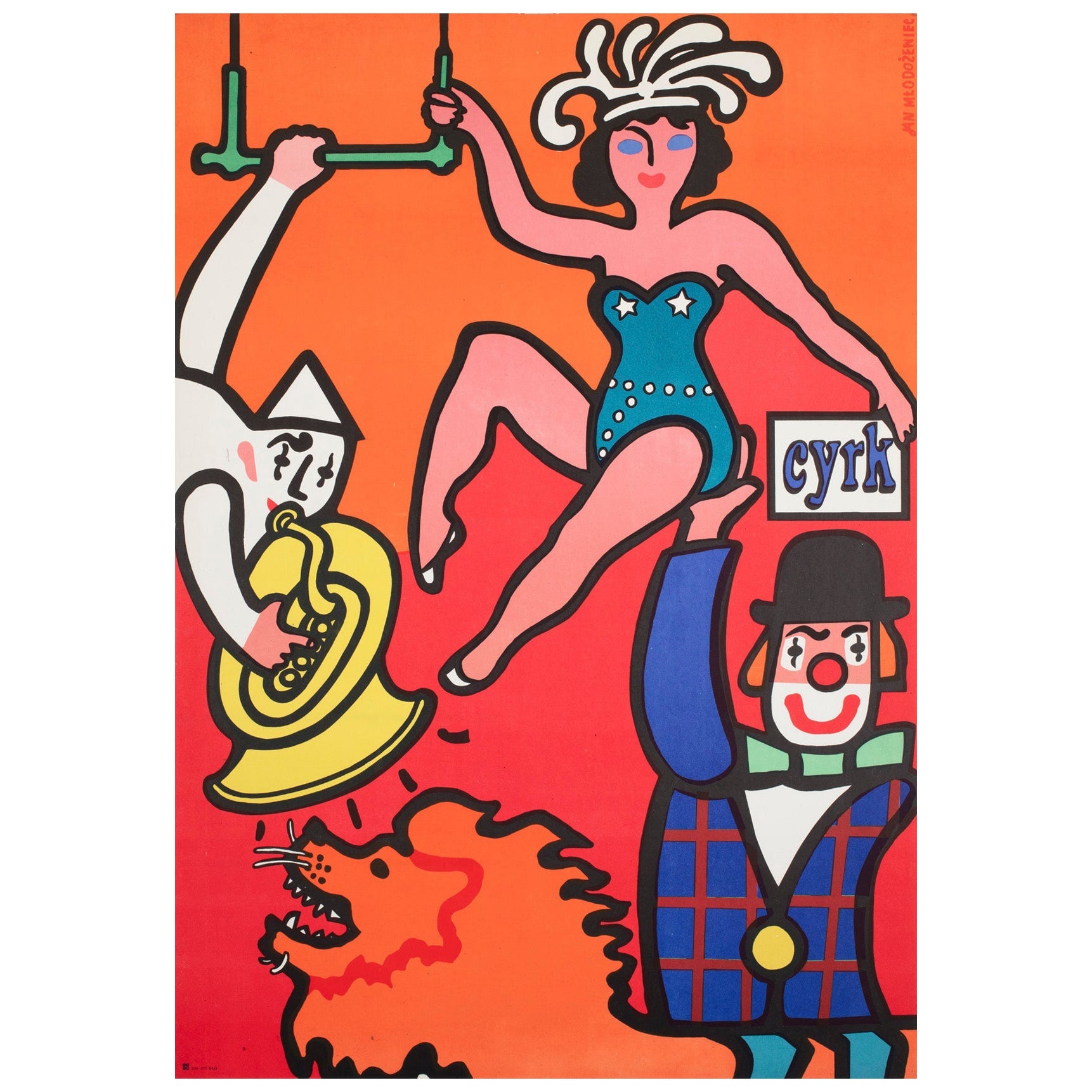 Cyrk Clown Balancierende Dame 1975 Polnisch B1 Zirkus Poster, Jan Mlodozeniec
