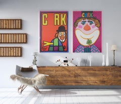 Affiche polonaise du cirque Cyrk Clown With Slingshot 1974, Mlodozeniec