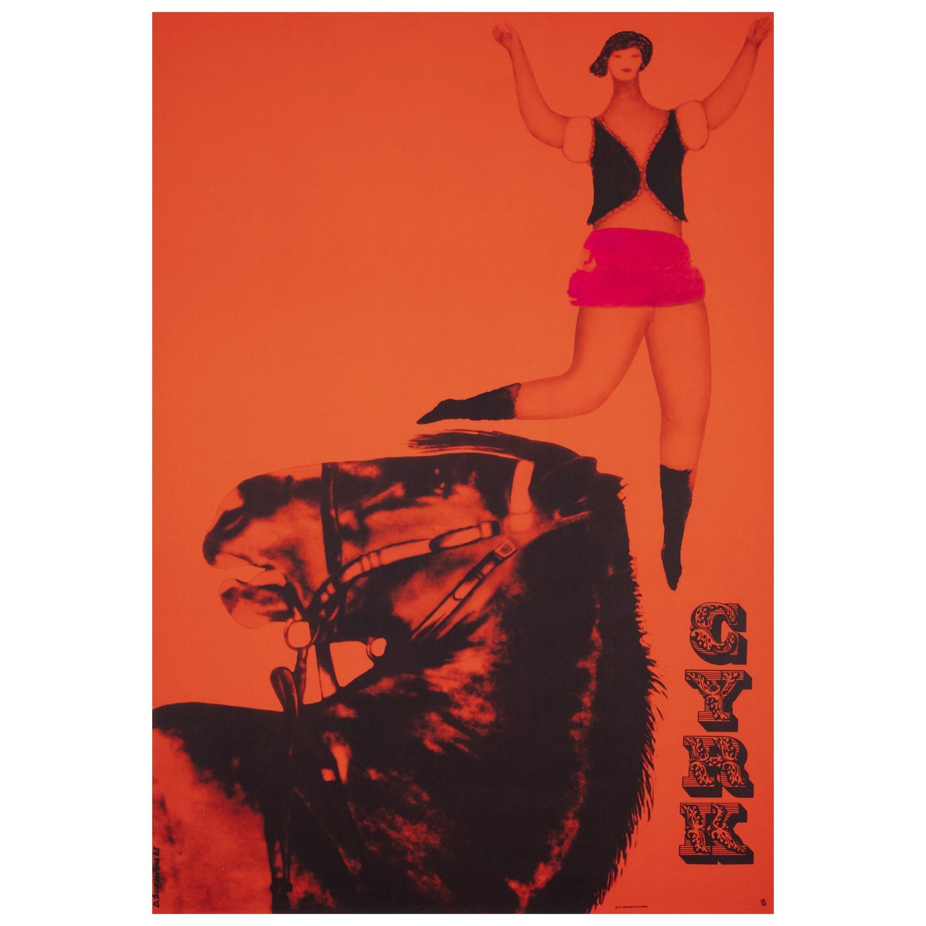 Danseuse Cyrk avec cheval Affiche du cirque polonais de 1965, Danuta Zukowska