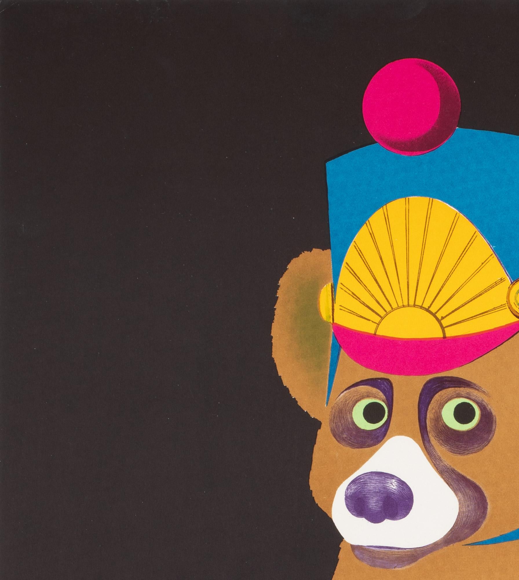 Polacco Poster del circo polacco Cyrk Drumming Bear 1975, Majewski in vendita
